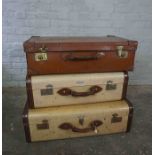 Two Vintage Luggage Cases, Having label for Airport, Also with another Vintage Luggage Case, (3)