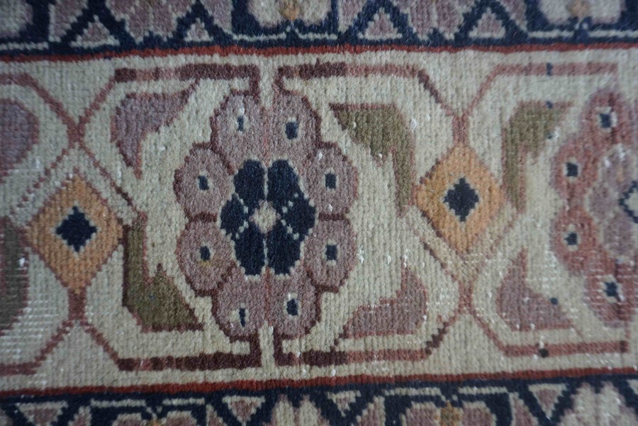 Turkish Herekeh Rug, Decorated with six rows of three Geometric Medallions on a Beige ground, - Image 5 of 7