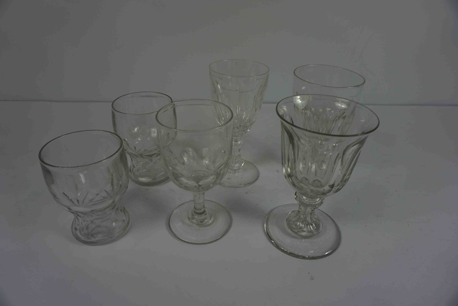 Collection of Regency Style Glass Rummers, Also with similar Glasses, Various sizes (14)