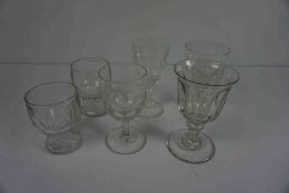 Collection of Regency Style Glass Rummers, Also with similar Glasses, Various sizes (14)