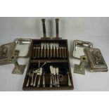 Mixed Lot of Silver Plated Wares, To include a pair of Entree Dishes with Covers, Pair of Walker &