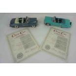 Two Danbury Mint Model Classic Cars, Comprising of a 1958 Chevrolet Turquoise Impala Convertable,