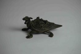 Chinese Cast Bronze Dragon, circa late 19th century, Originally part of a Figure group, 5cm high,