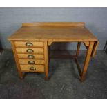 Vintage Oak Kneehole Desk, Having four Drawers, 79cm high, 106cm wide, 61cm deep