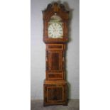W. Farne Larkhall, Mahogany and Marquetry Inlaid Eight Day Grandfather Clock, circa 19th century,
