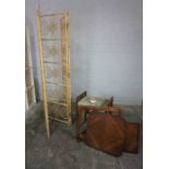 Bamboo Folding Screen, 183cm high, 150cm wide, Also with a Piano stool and a Folding table, (3)