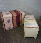 Modern Fabric Covered Ottoman, Having a Hinged top, 60cm high, 91cm wide, 49cm deep, Also with a
