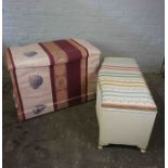 Modern Fabric Covered Ottoman, Having a Hinged top, 60cm high, 91cm wide, 49cm deep, Also with a