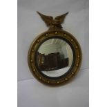 Regency Style Convex Wall Mirror, Having an Eagle surmount to the top, 85cm high