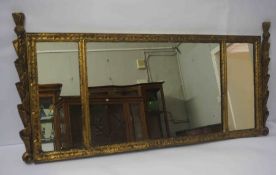 Antique Giltwood Triptych Overmantel Mirror, 54cm high, 112cm wide
