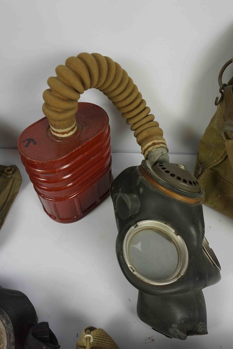 Three Military Issue Gas Masks, With Canvas Carry Satchels, (3) - Image 2 of 4