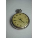Swiss Made White Metal Cased Pocket Watch, Having text to the Dial "Time Flies But You Can Get