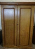 Victorian Pine Wardrobe, Having two Doors enclosing fitted Drawers, 194cm high, 137cm wide, 55cm