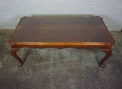 Queen Anne Style Walnut Coffee Table, Having Drawers to each end, Raised on Cabriole legs with Pad