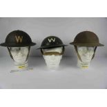 Two WWII British Home Front Warden Steel Helmets, For Air Raid / Civil Defence, Also with a Home