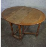 Oak Gateleg Table, 74cm high, 120cm long, 100cm wide