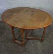 Oak Gateleg Table, 74cm high, 120cm long, 100cm wide