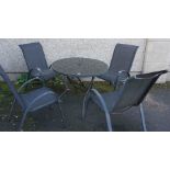 Garden Table with Four Chairs, Table 72cm high, 88cm wide, (5)