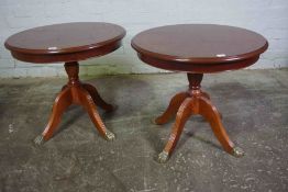 Pair of Modern Circular Lamp Tables, Raised on Gilt Metal Animal Paw Sabots, 53cm high, 61cm