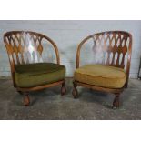 Pair of Thonet Style Art Deco Tub Chairs, circa 1920s / 30s, Decorated with panels of Poplar