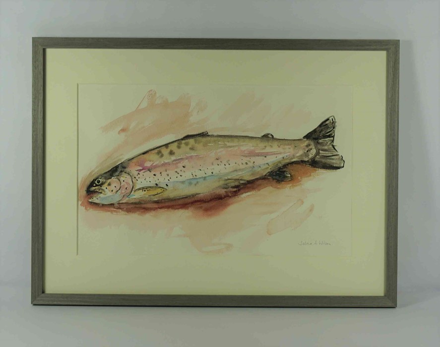 Selina Wilson (British, B.1986) "Rainbow Trout", watercolour on paper, signed to lower right, signed - Image 2 of 5