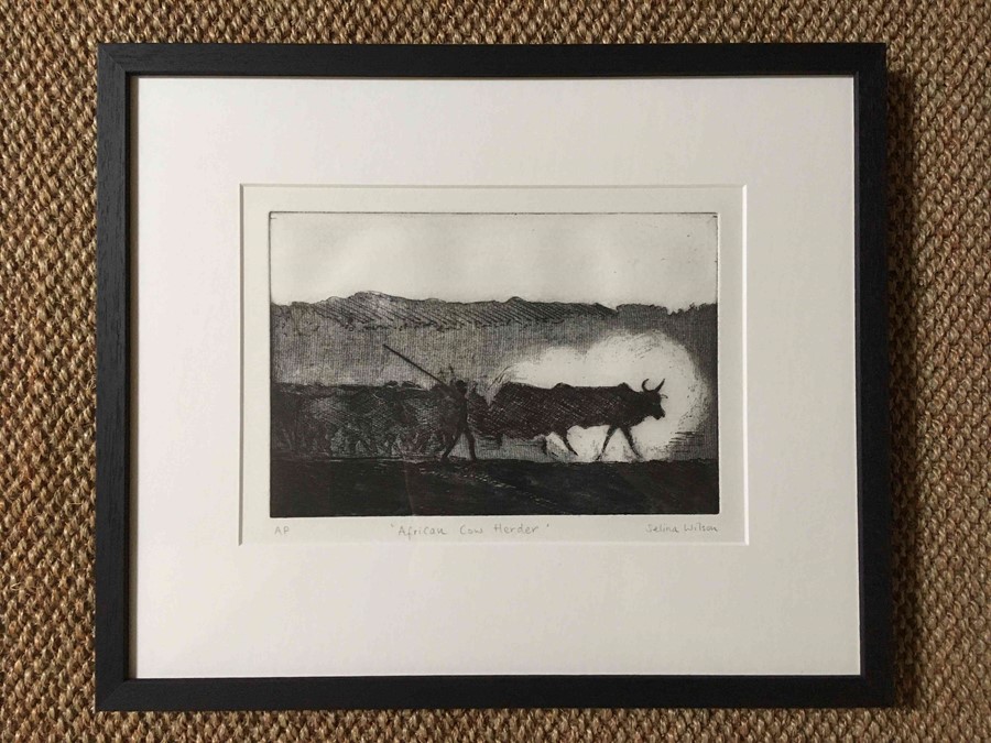 Selina Wilson (British, B.1986) "African Cow Herder", etching and aquatint, signed and titled in - Image 6 of 6