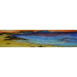 Anne White (Scottish, B.1960) "Blazing Sky, Arisaig" watercolour, signed to lower right, 15cm x 61cm