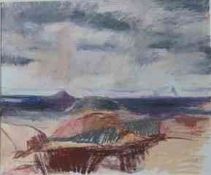 Lida Hatrick (Czech/Scottish, B.1950) "East Lothian from the Gifford", oil pastel & oil on board,