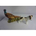 Beswick Figure of a Pheasant, no 225, 20cm high, also with a Royal Doulton figure of a fox