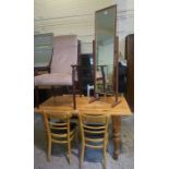 Quantity of Furniture, To include floor lights, pine table, fireside armchair, folding table,