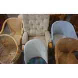 Quantity of Chairs, To include a fireside armchair, wicker chairs, stools etc, (10)