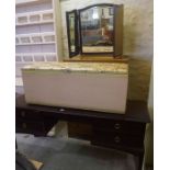 Stag Minstrel Dressing Table, 70cm high, 134cm wide, 46cm deep, Also with a pink wicker ottoman, and