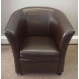 Brown Leather Tub Armchair, 80cm high