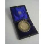 Hamilton & Inches Silver Plated Agricultural Medal, Engraved and dated 1900-01, 6cm diameter, in