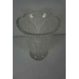 Large Crystal and Cut Glass Vase, Raised on a circular Star cut base, 35cm high, 20cm wide