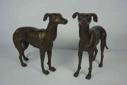 Pair of Bronze Effect Metal Figures of Greyhounds, 28cm high, 37cm wide, (2)
