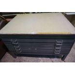 Metal Plan Chest, Having five drawers, 82cm high, 130cm wide, 100cm deep