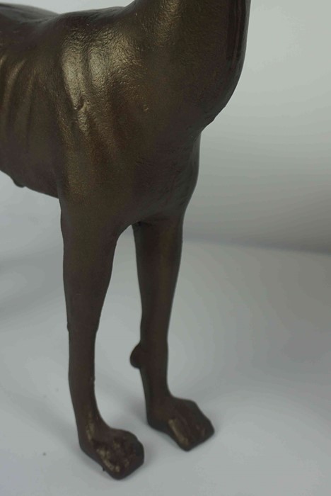 Pair of Bronze Effect Metal Figures of Greyhounds, 28cm high, 37cm wide, (2) - Image 3 of 7