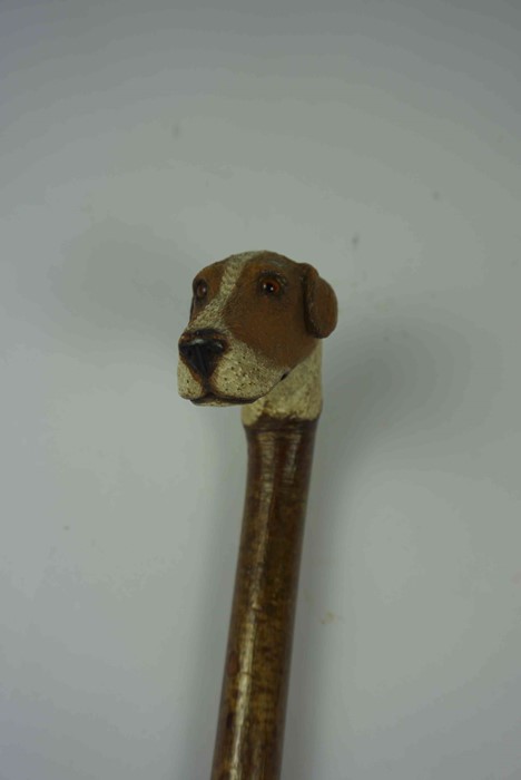 Gentlemans Walking Stick, Carved as the Head of a Dog, circa 19th century, 91cm long - Image 4 of 4