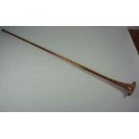 Copper Hunting Horn, Having Brass mounts, 104cm high