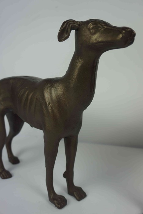 Pair of Bronze Effect Metal Figures of Greyhounds, 28cm high, 37cm wide, (2) - Image 2 of 7