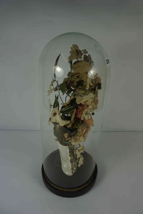 Dried Flower Arrangement, In a Ceramic vase, Approximately 50cm high, Under a glass dome, Raised