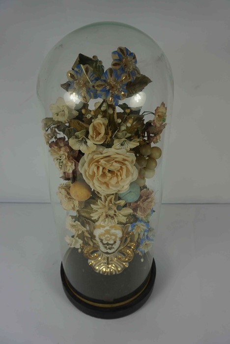 Dried Flower Arrangement, In a Ceramic vase, Approximately 50cm high, Under a glass dome, Raised - Image 2 of 3