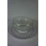 Three Pieces of Crystal and Cut Glass, Comprising of a large circular dish, Crystal bowl, and a