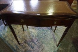 Reproduction Fold Over Serpentine Card Table, Having a Leather skiver to the top, Above two small