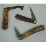 Saynor Cooke & Redal, Pocket Barrel / Gardening Knife, Having an Antler grip, Blade 4cm long, Also