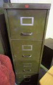 Metal Filing Cabinet, Having four drawers, 132cm high, 39cm wide, 63cm deep