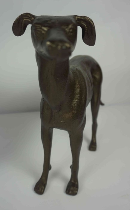 Pair of Bronze Effect Metal Figures of Greyhounds, 28cm high, 37cm wide, (2) - Image 4 of 7