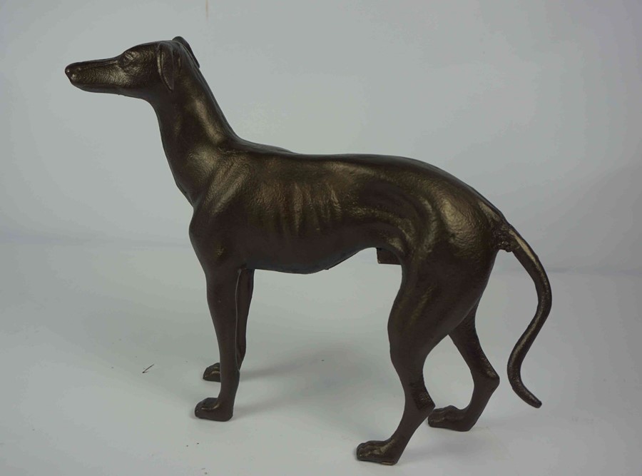 Pair of Bronze Effect Metal Figures of Greyhounds, 28cm high, 37cm wide, (2) - Image 7 of 7
