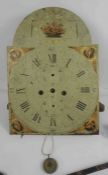 Georgian Painted Longcase Clock Dial with Works, The 13 inch Dial Having two Subsidiary Dials,